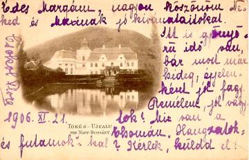 Jednofarebná, hnedo tónovaná pohľadnica, vydaná okolo roku 1900, odoslaná r. 1906 do Budapešti Jednofarebná, hnedo tónovaná pohľadnica, vydaná okolo roku 1900, odoslaná r. 1906 do Budapešti